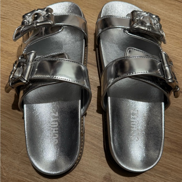 SCHUTZ Enola Metallic Leather Platform Sandals - Picture 6 of 6